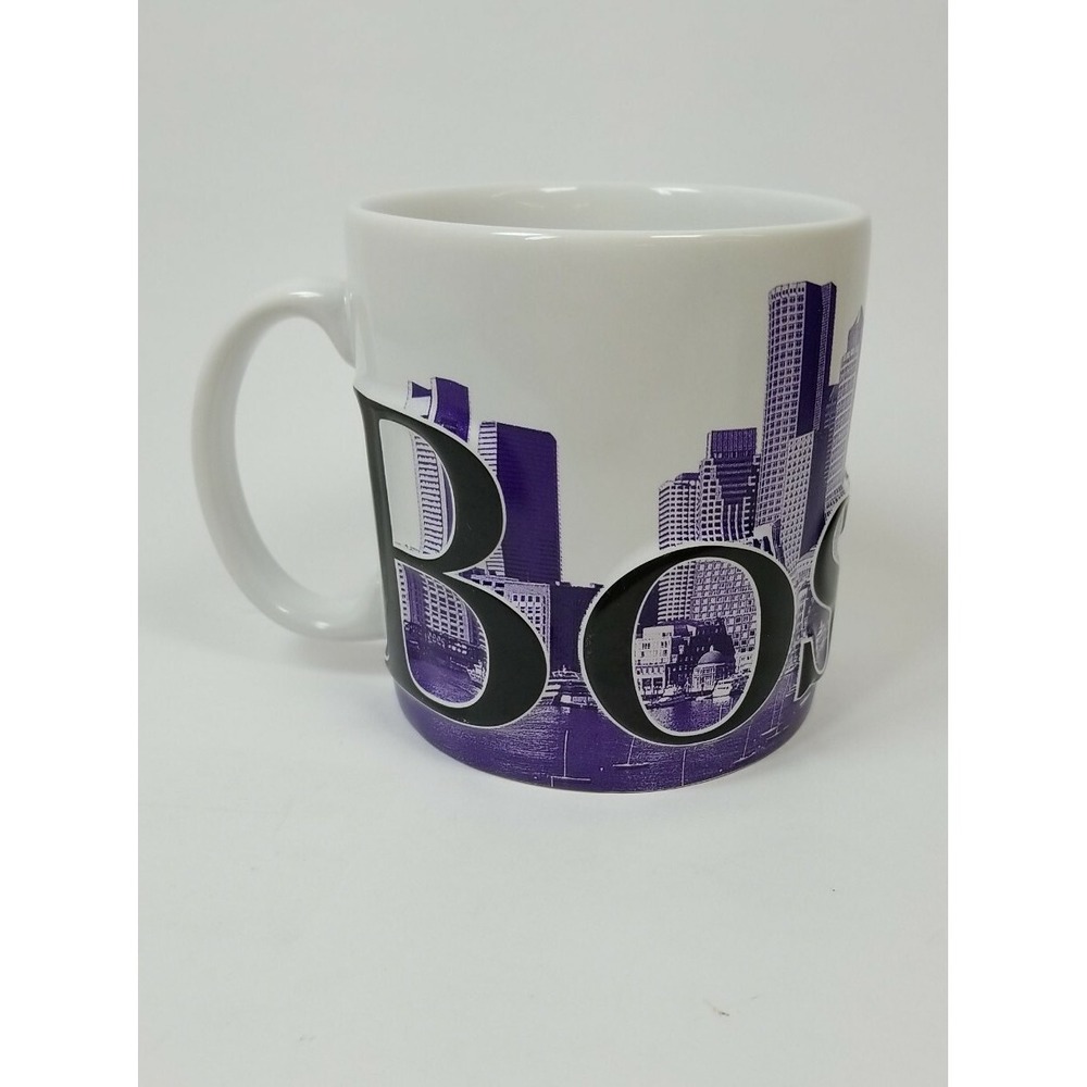 Coffee Mug 2007 18oz BOSTON Collectors Cup Raised 3D Letters w/ City Lanscape